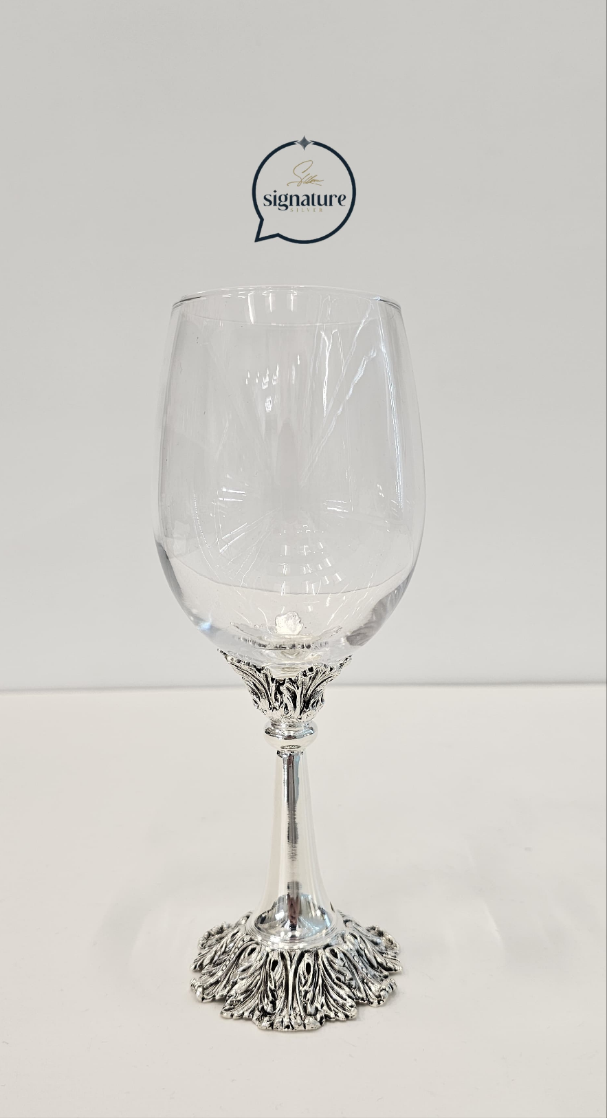 Wine Goblet Glass Sterling Silver